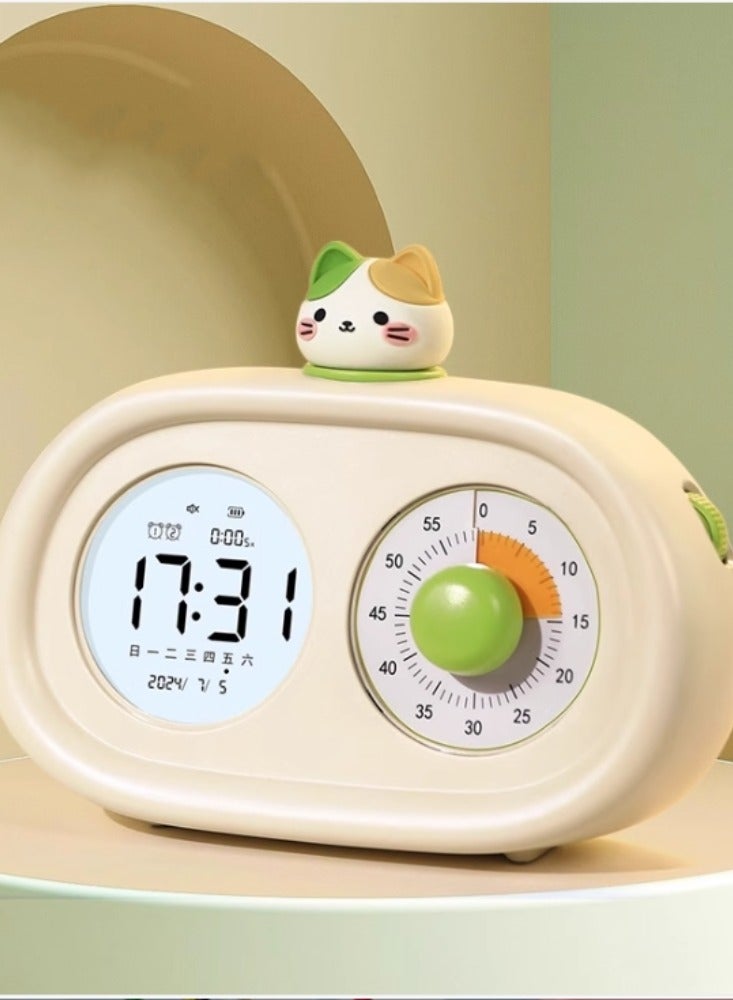 Elementary School Children's alarm clock Timer Time Management Autonomic Artifact Learning Alarm Clock For Special Use【Doll model-cat】