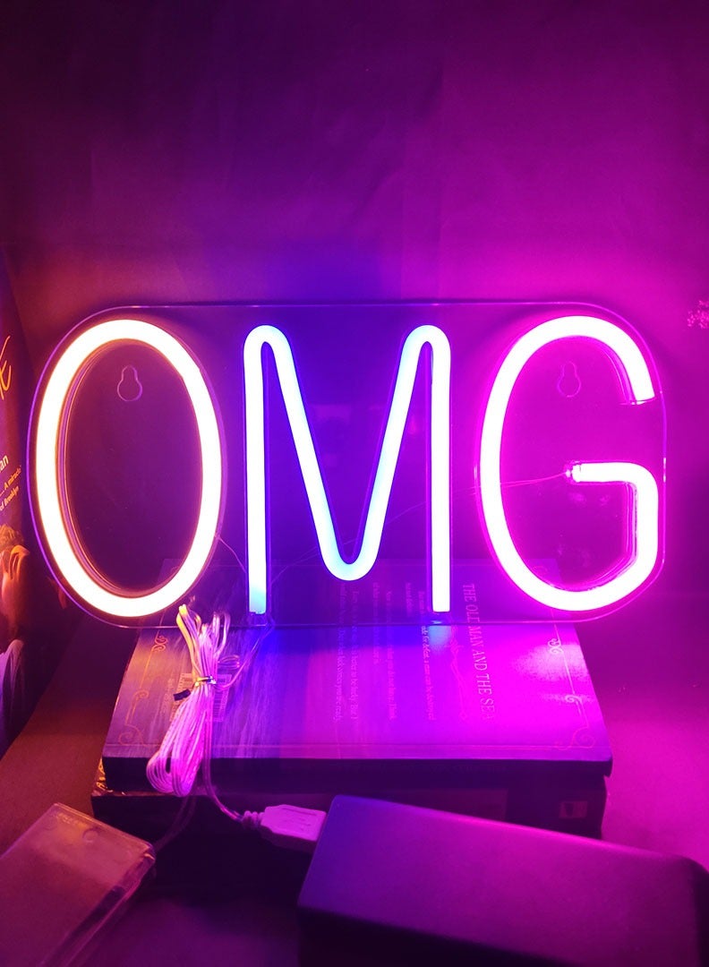مصباح نيون LED لافتة لديكور الحائط OMG - Image 3