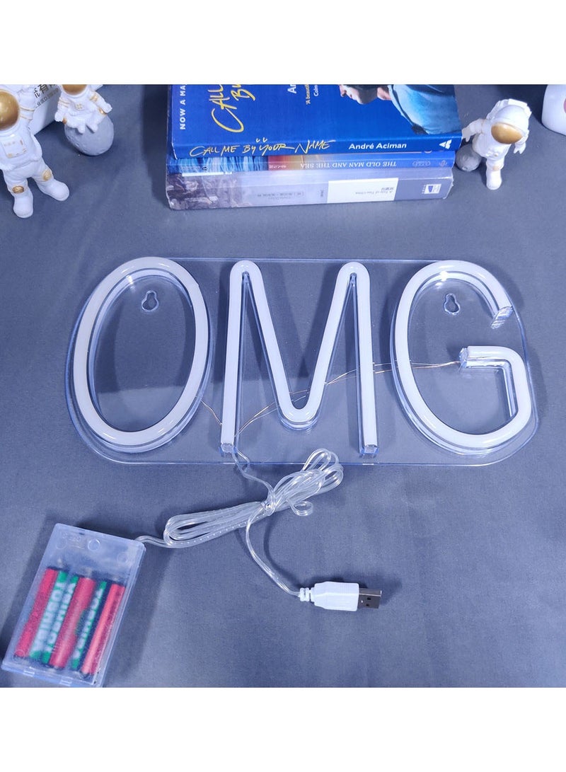 مصباح نيون LED لافتة لديكور الحائط OMG - Image 4