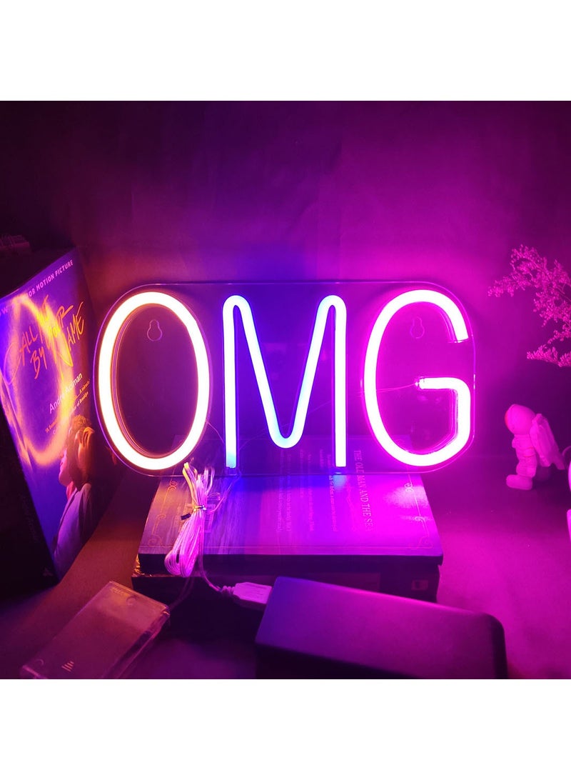 مصباح نيون LED لافتة لديكور الحائط OMG - Image 1