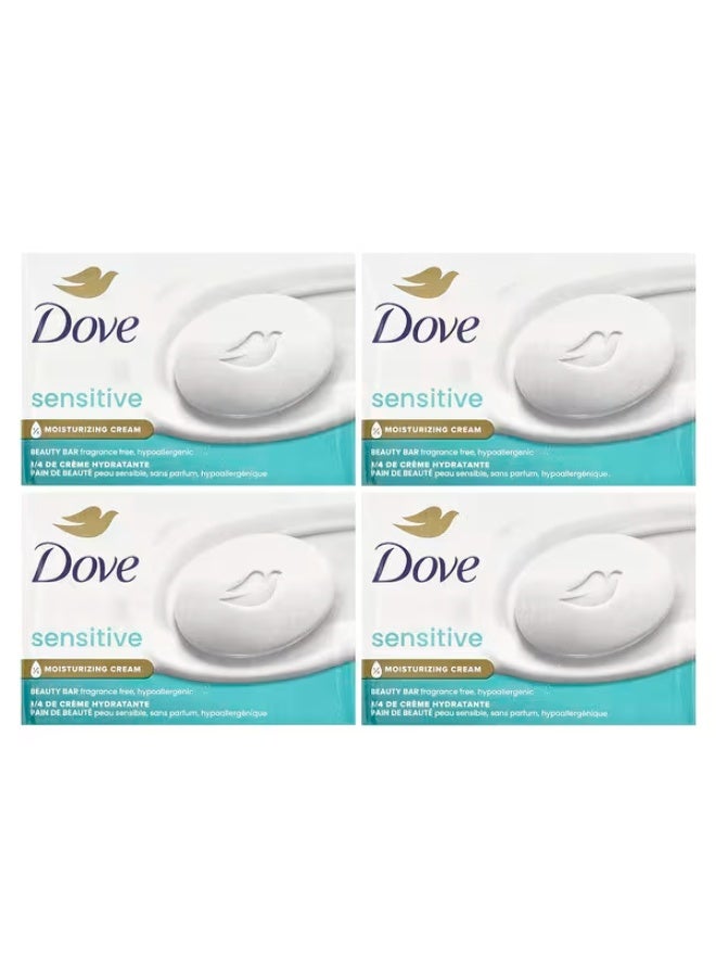 دوف، صابون الجمال، للبشرة الحساسة، خالٍ من العطور، 4 قطع، 3.75 أونصة (106 جم) لكل قطعة