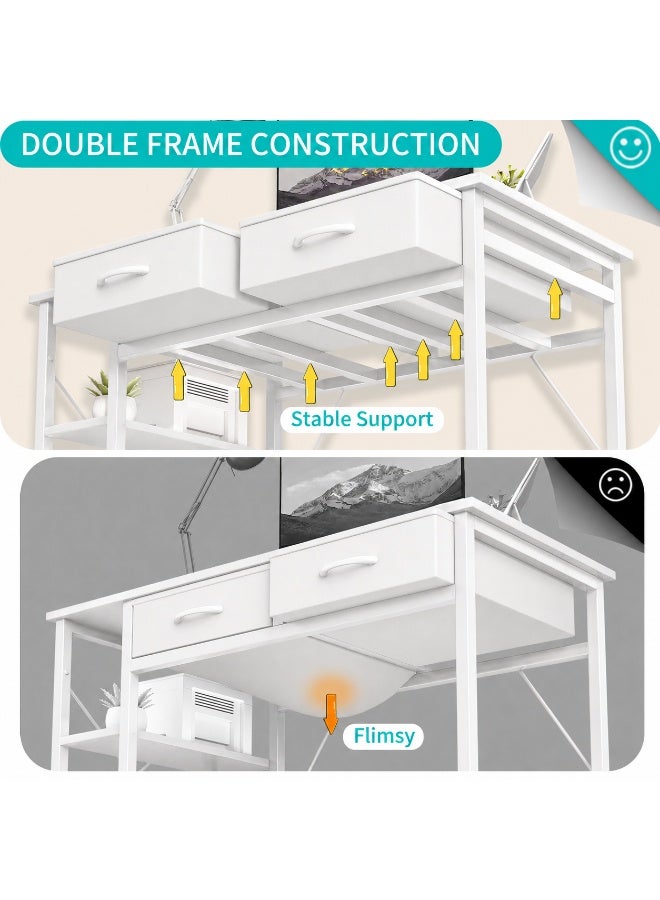 Canadel Office Desk with Monitor Stand & 2 Durable Fabric Drawers, Sturdy Double Frame Computer Table, Waterproof Surface, Heavy-Duty Metal Design, Adjustable Leg Pads - Image 3