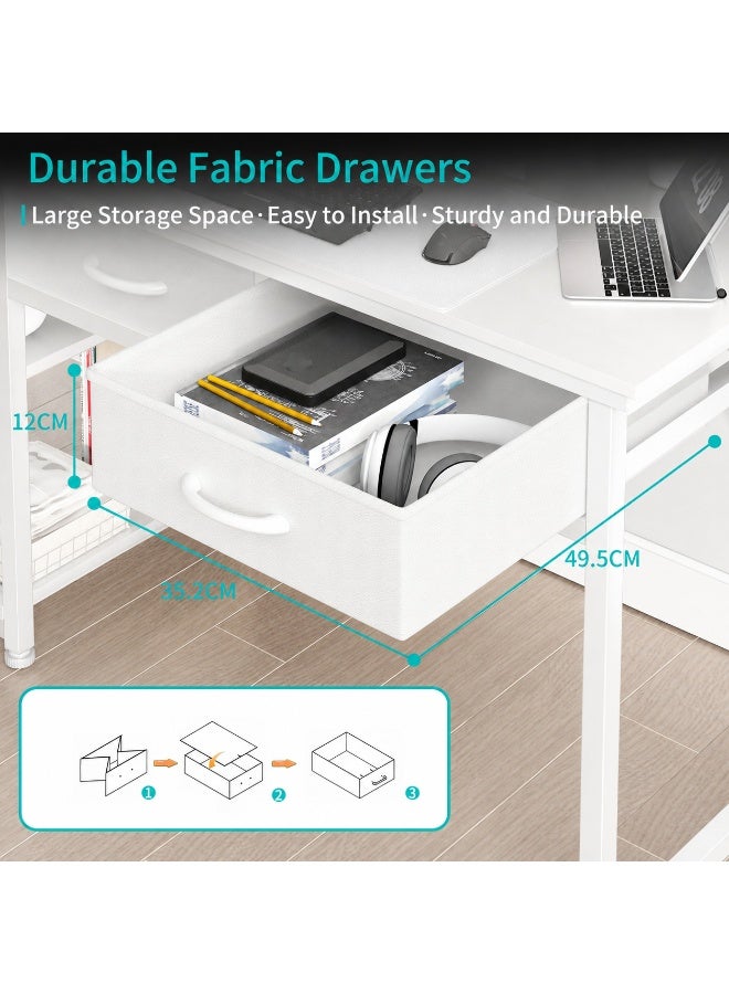 Canadel Office Desk with Monitor Stand & 2 Durable Fabric Drawers, Sturdy Double Frame Computer Table, Waterproof Surface, Heavy-Duty Metal Design, Adjustable Leg Pads - Image 4