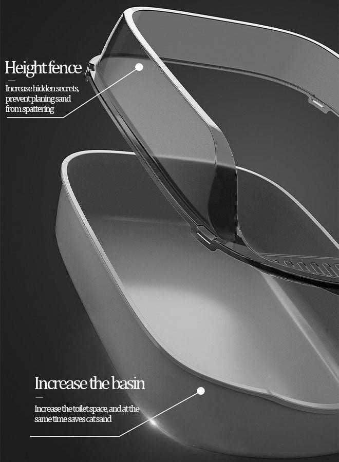 Cat Litter Box Semi-Enclosed Sifting Litter Box Anti-Splash with Spoon, Deodorizing Pack Kitten Open Top Litter Tray High Sides Cat Litter Box Cat Travel Toilet(Grey) - Image 3