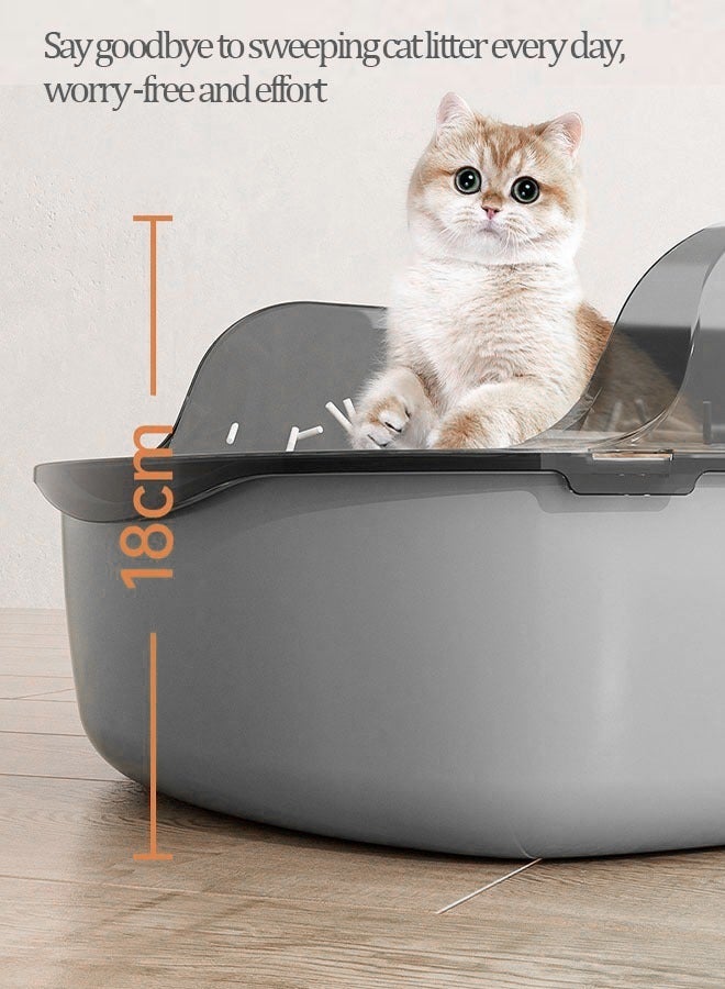 Cat Litter Box Semi-Enclosed Sifting Litter Box Anti-Splash with Spoon, Deodorizing Pack Kitten Open Top Litter Tray High Sides Cat Litter Box Cat Travel Toilet(Grey) - Image 5