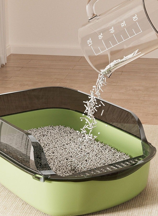 صندوق فضلات غربلة شبه مغلق مضاد للرذاذ مع ملعقة صينية فضلات مفتوحة من الأعلى للقطط ذات جوانب عالية صندوق فضلات القطط مرحاض السفر للقطط (رمادي) - Image 5