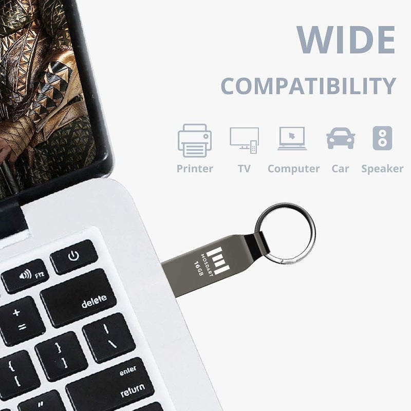 موس دارت محرك أقراص فلاش MOSDART مقاوم للماء بسعة 16GB USB2.0، بتنسيق FAT32، عصا ذاكرة معدنية مع سلسلة مفاتيح، للنسخ الاحتياطي للنظام وتخزين البيانات، رمادي تيتانيوم (عبوة من 10 قطع) - Image 5