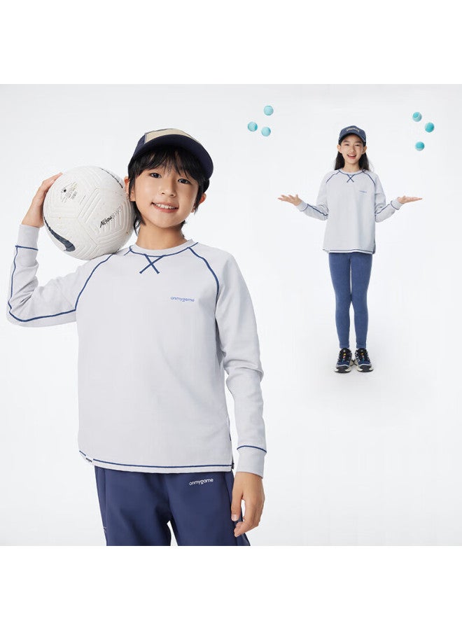 Onmygame Children's Quick-dry Shirt, Boys And Girls Antibacterial Long-sleeve T-shirt, Spring And Autumn, Deep Sea Blue, 120 - Image 1