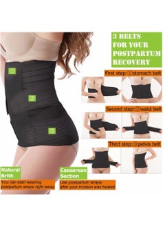 MARGOUN Postpartum Belly Band 3 in 1 Recovery Belt for Post Pregnancy Post C-Section Support Shapewear After Giving Birth Women Stomach Waist Pelvis Belt Black  - Image 5