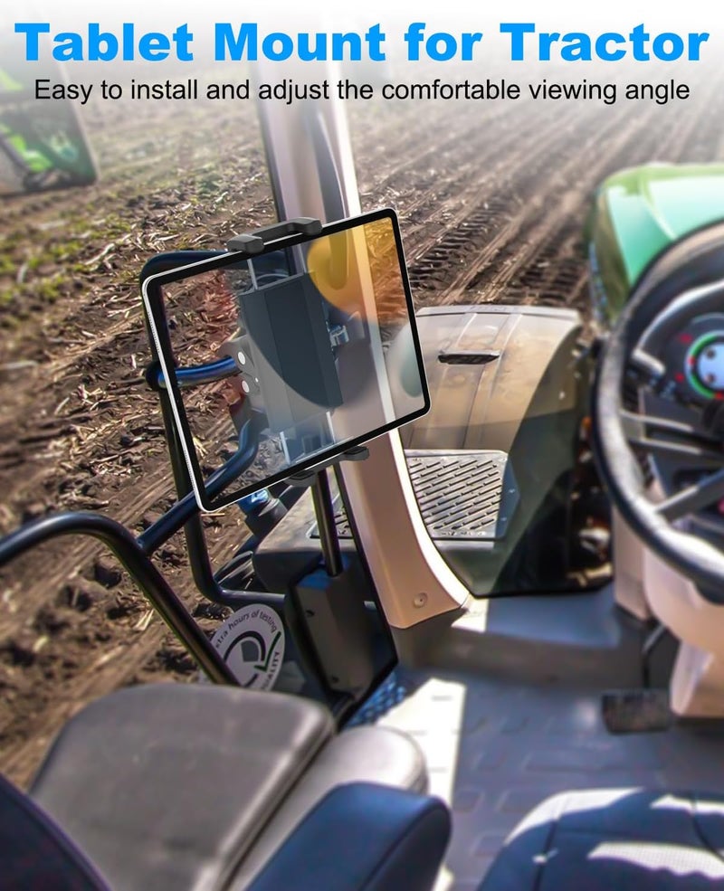 Dosvsi Stable Tablet Holder for Forklift/Work Vehicles/Agricultural Machinery, Buckle for iPad 12.9 Pro Air Mini, Galaxy Tab, Z Fold, iPhone, 4-13" Devices - Image 2