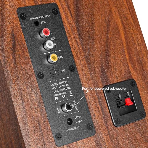 Saiyin Bluetooth Bookshelf Speakers, 40W X 2 Powered TV Speakers with 4 Inch Woofer, Turntable Speakers with Optical/AUX Input/Subwoofer Line Out for PC and TVs - Image 3