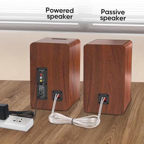 Saiyin Bluetooth Bookshelf Speakers, 40W X 2 Powered TV Speakers with 4 Inch Woofer, Turntable Speakers with Optical/AUX Input/Subwoofer Line Out for PC and TVs - Image 2