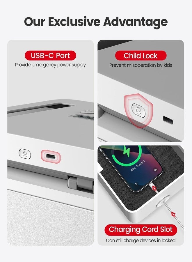 Vaydeer Metal Time Lock Box, Phone Locked box with Timer, Locking Safe Storage, Self-Control Locker with USB C Charge, Child Lock, Smart Timed Release Jail for Phone/iPad Mini/Remote/Medicine/Snack - Image 4