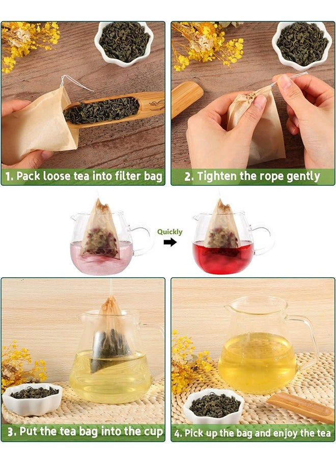 Organizer 100Pcs Disposable Tea Filter Bags for Loose Tea, Wood Pulp Material, Biodegradable and Compostable, Unbleached Empty Tea Infuser Sachets with Drawstring (3.2inch x 4.0inch)  - Image 4