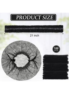 Geyoga 100 Pieces Hair Caps 21 Inch Nonwoven Caps Hair Net Elastic Cap Head Hair Cover Hats For Cosmetics Beauty Salon (Black)  - Image 4