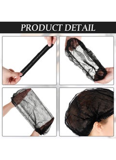 Geyoga 100 Pieces Hair Caps 21 Inch Nonwoven Caps Hair Net Elastic Cap Head Hair Cover Hats For Cosmetics Beauty Salon (Black)  - Image 3