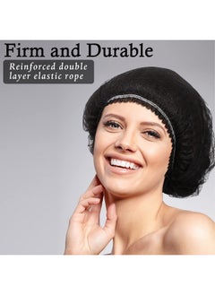 Geyoga 100 Pieces Hair Caps 21 Inch Nonwoven Caps Hair Net Elastic Cap Head Hair Cover Hats For Cosmetics Beauty Salon (Black)  - Image 5