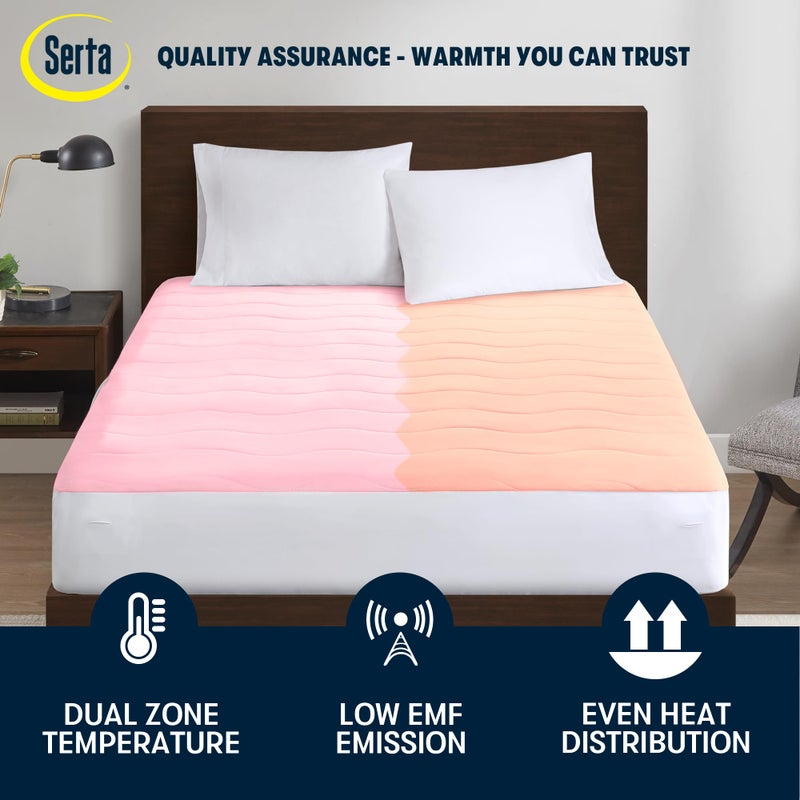 Serta Heated Mattress Pad King Size - Electric Mattress Pad, 10 Heat Setting Controller, Auto Shut Off Timer, Deep Elastic Pocket, Up to 17" Mattress, ETL Certified, Machine Wash, King, White - Image 3