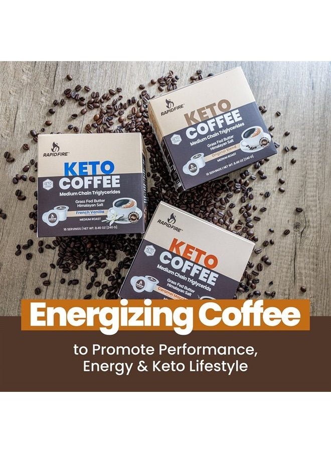 Rapid Fire - Rapidfire Caramel Macchiato Ketogenic High Performance Keto Coffee Pods, Supports Energy & Metabolism, Weight Loss Diet, Single Serve K Cup, Brown, 16 Count (Packaging May Vary) - Image 1