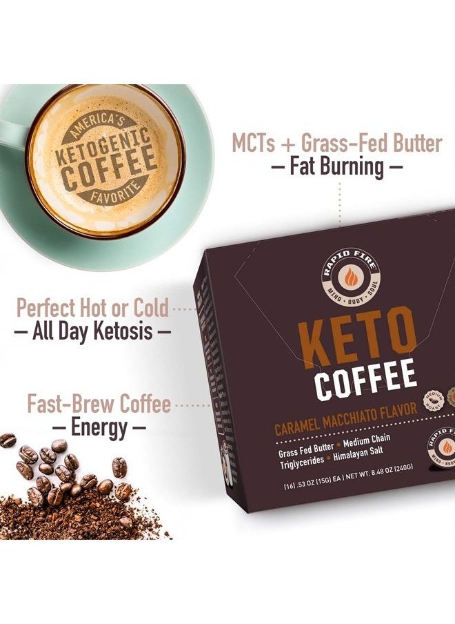 Rapid Fire - Rapidfire Caramel Macchiato Ketogenic High Performance Keto Coffee Pods, Supports Energy & Metabolism, Weight Loss Diet, Single Serve K Cup, Brown, 16 Count (Packaging May Vary) - Image 1