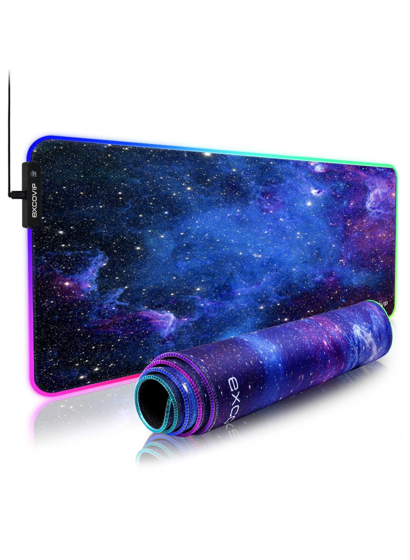 excovip RGB Gaming Mouse Pad, 14 Modes Extended Large Table Desk Mat Led Mousepad for PC Computer MacBook Keyboard Mat Anti-Slip (Starry Sky 800x300mm)
