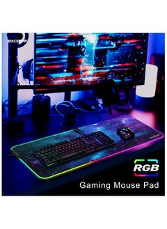 excovip RGB Gaming Mouse Pad, 14 Modes Extended Large Table Desk Mat Led Mousepad for PC Computer MacBook Keyboard Mat Anti-Slip (Starry Sky 800x300mm)  - Image 2