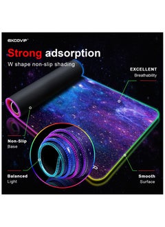 excovip RGB Gaming Mouse Pad, 14 Modes Extended Large Table Desk Mat Led Mousepad for PC Computer MacBook Keyboard Mat Anti-Slip (Starry Sky 800x300mm)  - Image 3