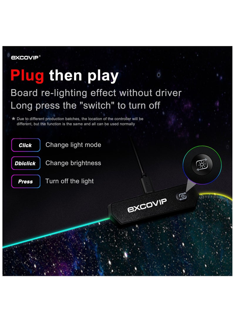 excovip RGB Gaming Mouse Pad, 14 Modes Extended Large Table Desk Mat Led Mousepad for PC Computer MacBook Keyboard Mat Anti-Slip (Starry Sky 800x300mm)  - Image 4