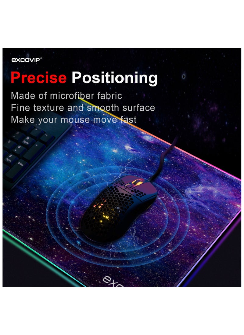 excovip - RGB Gaming Mouse Pad, 14 Modes Extended Large Table Desk Mat Led Mousepad for PC Computer MacBook Keyboard Mat Anti-Slip (Starry Sky 800x300mm) - Image 1