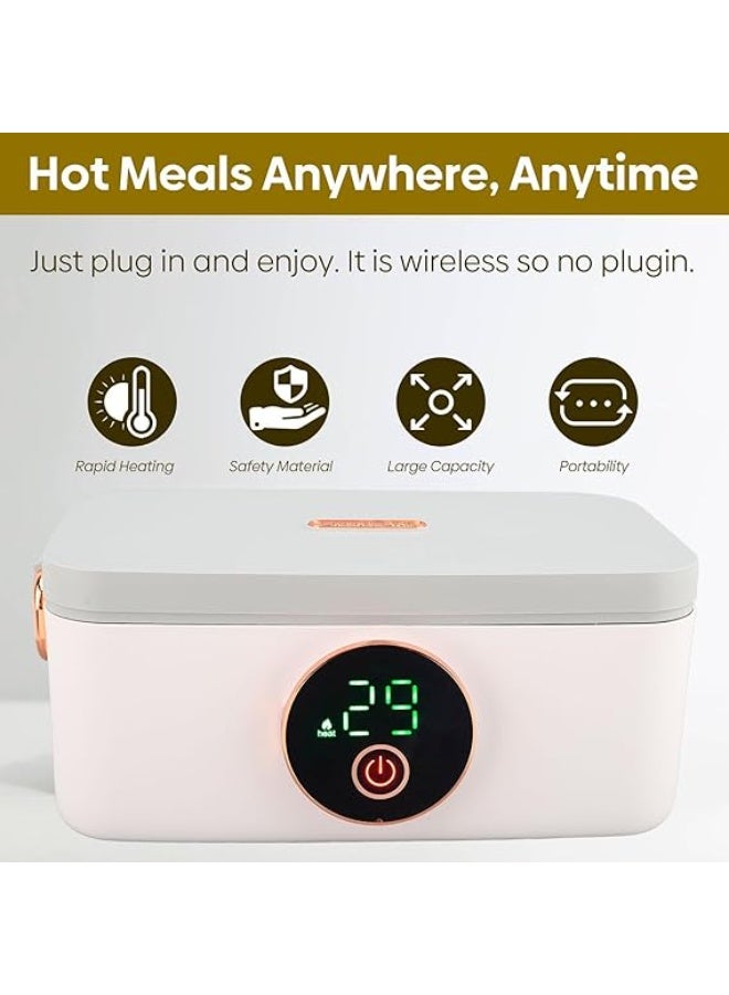 جلوجلو GLOGLOW Electric Lunch Box, 1L, USB Rechargeable, Heated Box, Wireless, Portable Food Warmer, Lunch Box with Stainless Steel Inner Shell for Home, Office, Travel, Outdoor - Image 2