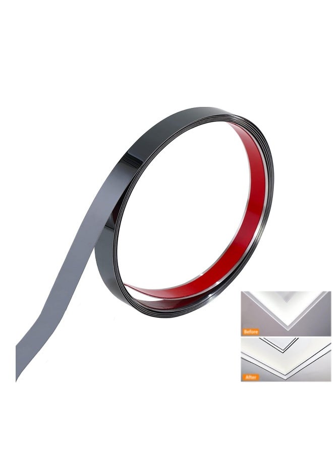 Generic - Stainless Steel Wall Molding Trim Peel and Stick, Flexible Self-Adhesive Metal Trim for Ceiling, Mirror Frame and More, Mirror-Like Finish Metallized Black - Image 1