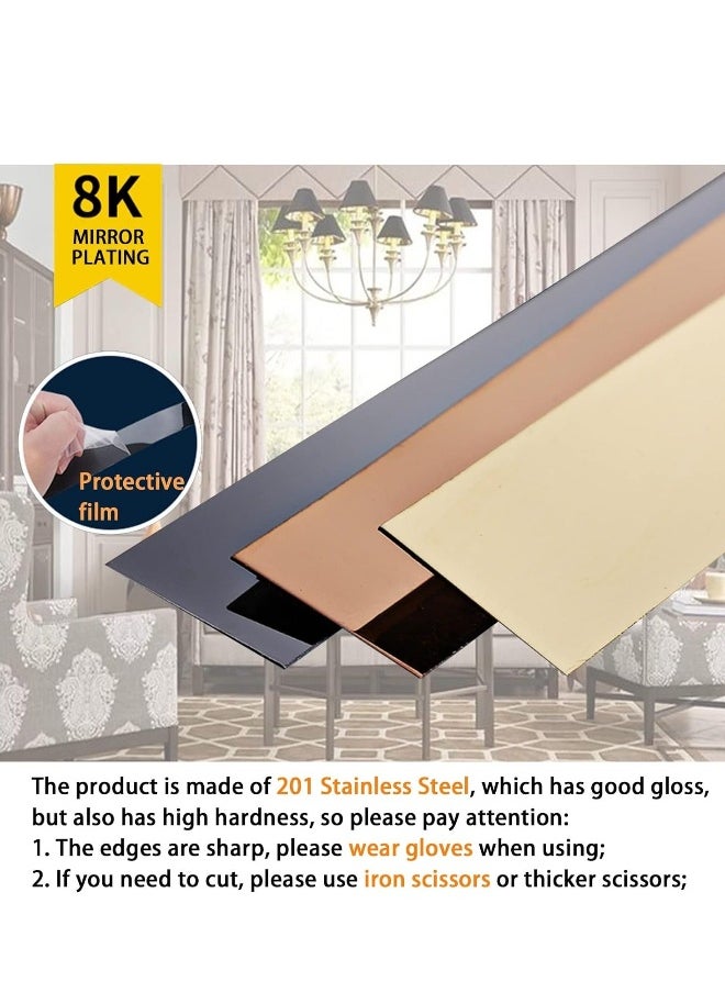 Generic - Stainless Steel Wall Molding Trim Peel and Stick, Flexible Self-Adhesive Metal Trim for Ceiling, Mirror Frame and More, Mirror-Like Finish Metallized Black - Image 1