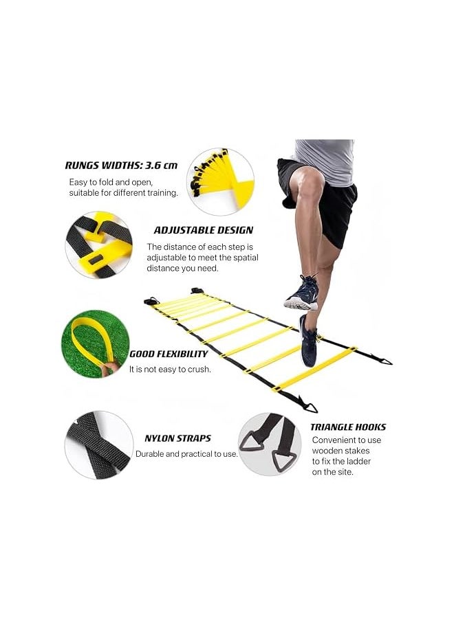 PROMASS Speed Agility Training Kit Agility Ladder 12 Rungs With Carrying Bag 12 Cones, Improve Footwork And Athletic Performance Balance Training, Premium Set For Soccer Football Boxing  - Image 3