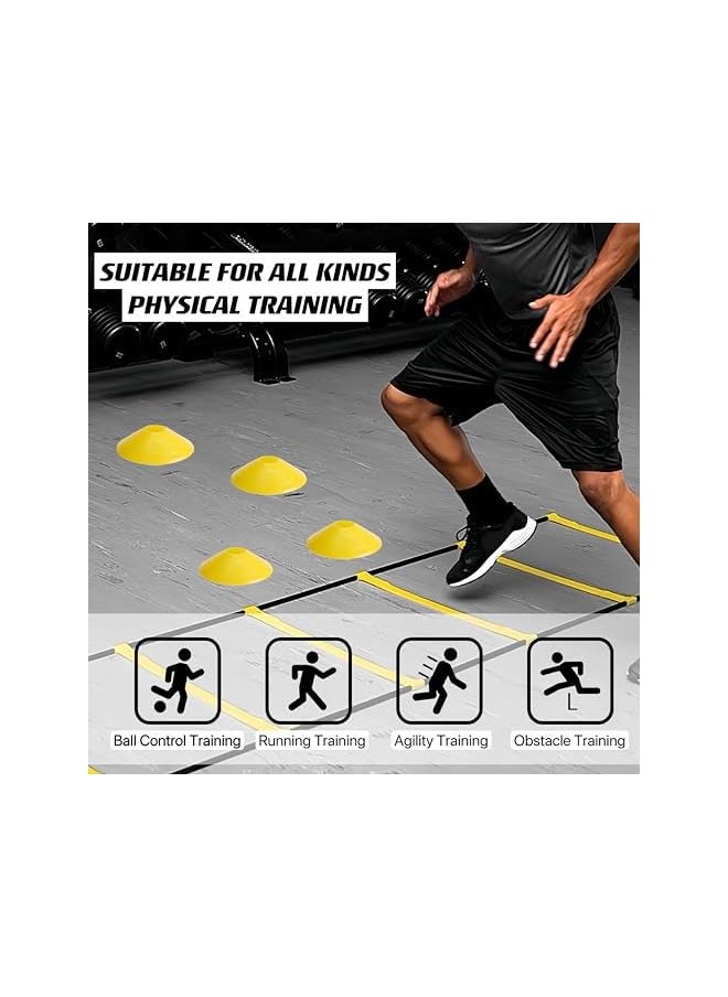 PROMASS Speed Agility Training Kit Agility Ladder 12 Rungs With Carrying Bag 12 Cones, Improve Footwork And Athletic Performance Balance Training, Premium Set For Soccer Football Boxing  - Image 2
