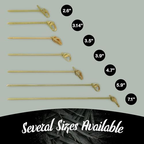 BambooMN 2.6" Bamboo Green Knot Food and Cocktail Skewer Picks - 300 Pieces - Image 3