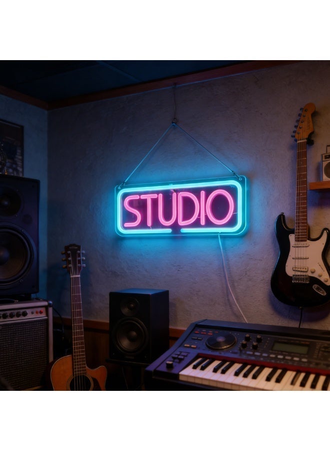 Pink & Blue STUDIO LED Neon Sign, USB Powered Acrylic Wall Decor Neon Light for Photography Studio Live Streaming Podcast Room Beauty Salon Office Home Study Creative Space, Ideal Gift for Creators Entrepreneurs - Image 4