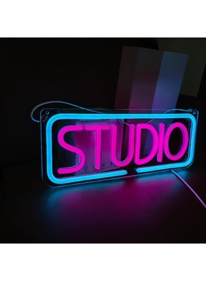 Pink & Blue STUDIO LED Neon Sign, USB Powered Acrylic Wall Decor Neon Light for Photography Studio Live Streaming Podcast Room Beauty Salon Office Home Study Creative Space, Ideal Gift for Creators Entrepreneurs - Image 5