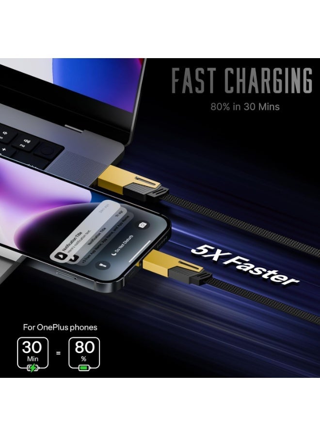كابل بيانات بتصميم 4 في 1، قدرة تصل إلى 65 واط (Type-C) و27 واط (Lightning)، يدعم الشحن السريع ونقل البيانات بكفاءة عالية، عملي لجميع الهواتف . - Image 5