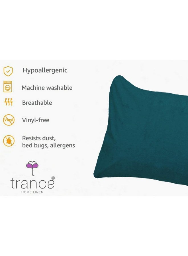 Trance Ultra Soft Terry Waterproof Pillow Protector Cover with Zippered Closure | Dust Mite - Bed Bug Protection | Oil and Water Spill Protection Covers (Standard 18 x 28 inch - Teal) - Pack of 2 - Image 2
