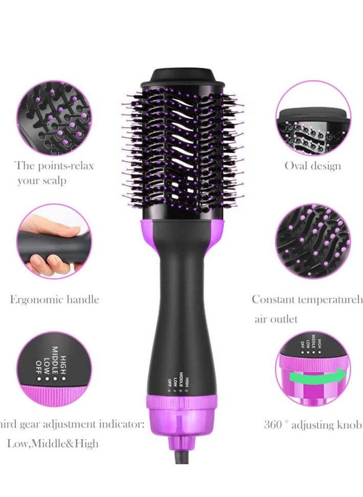 One Step One Step Hair Dryer Volumizer And Styler Ceramic Plates 3 Speed Option Black/Purple  - Image 1
