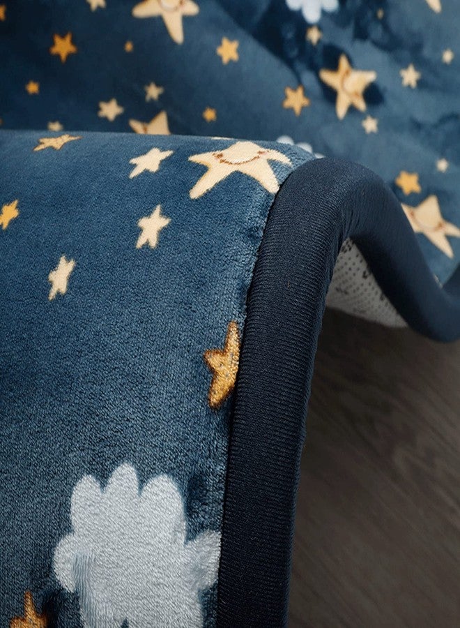 Loartee Coral Velvet Area Rug - 1" Thick Memory Foam Baby Play Mat, Washable Toddler Carpet, Home Decor for Living Room, Nursery, Kids Bedroom, Starry Blue, 4'11"x4'11" - Image 3