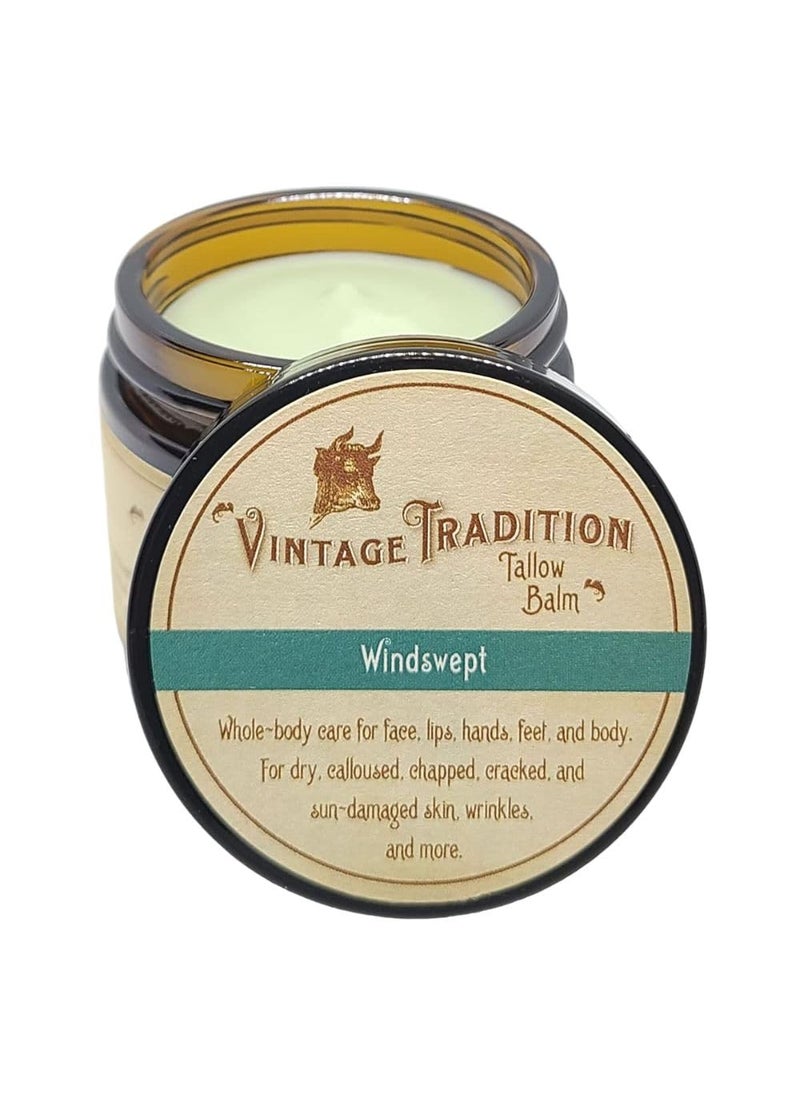 vintage tradition - Vintage Tradition Beef Tallow All Purpose Balm  Healing Hydrating WeatherProtecting Skin Care Salve Replaces Body Lotion Hand Cream More  Essential Oil Olive Oil and GrassFed Tallow 2 fl oz - Image 1