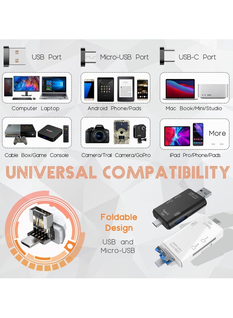 Y&D SD Card Reader, 6-in-1 USB C/Micro/USB Memory Reader Camera Viewer, 3.0 Adapter Used for SD-3C Micro TF SDXC SDHC MMC RS-MMC UHS-I (White) - Image 5