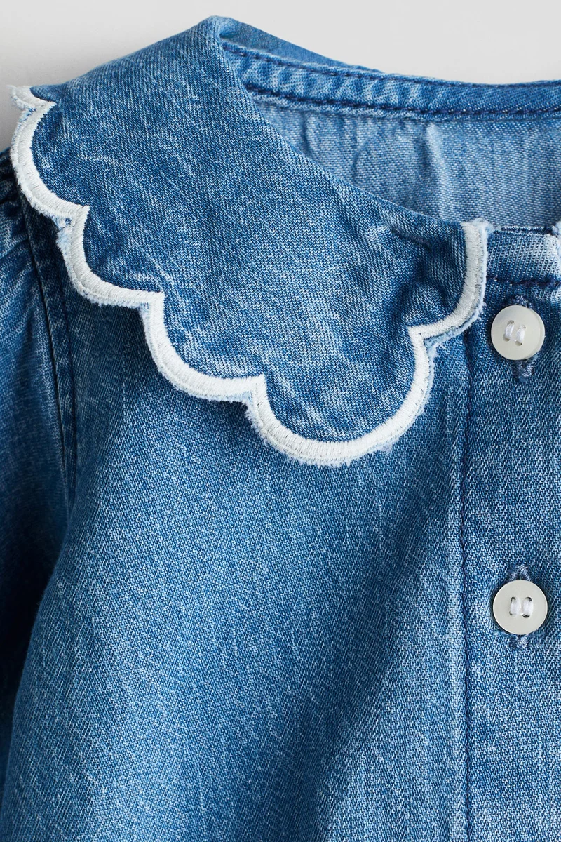 H&M Scalloped denim blouse