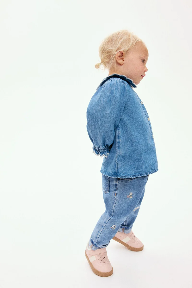 H&M Scalloped denim blouse