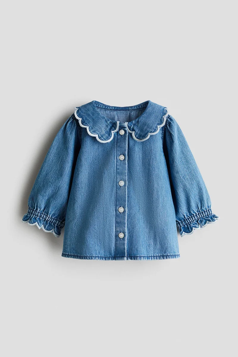 H&M Scalloped denim blouse