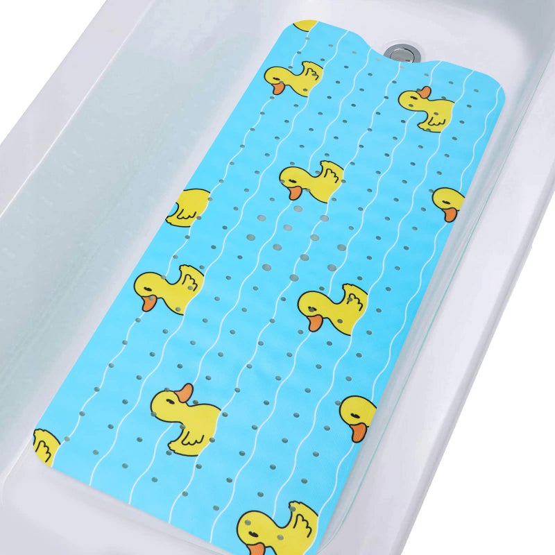 Tubozadi Bathtub Mat Non Slip Shower Mat for Kids Adults  Elderly 40X16 Inch Extra Long Anti Slip Bath Mats for tub Mat with Suction Cups and Drain HolesDuck