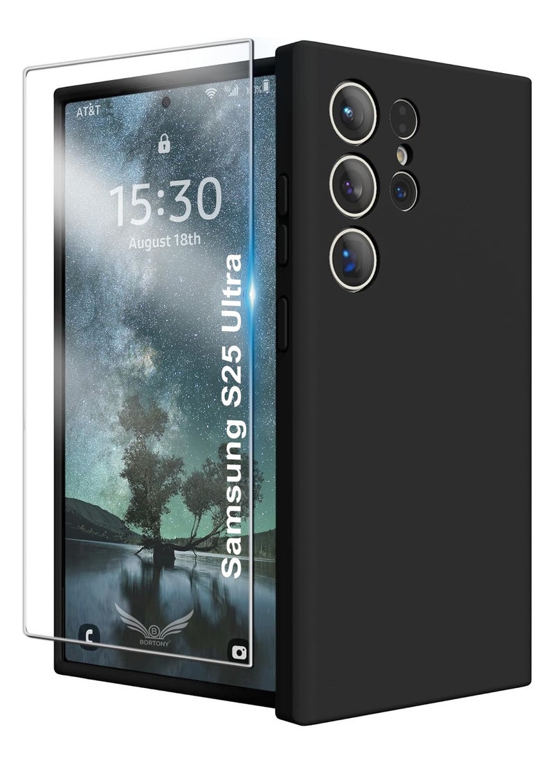 BORTONY Samsung S25 Ultra Case Liquid Silicone Case with Galaxy S25 Ultra Screen Protector Slim Fit Camera Protection Shockproof Phone Case Cover for Galaxy S25 Ultra 6.8 inch - Image 1