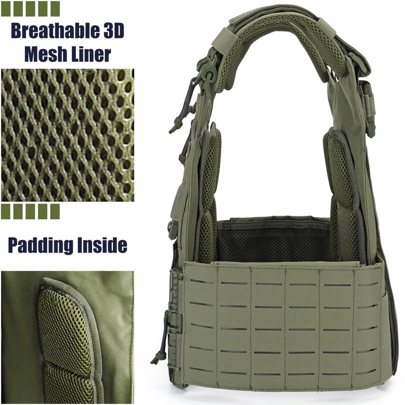 DEYACE Tactical Quick Release Vest for Men, Fully Adjustable Plate Carriers Vest with Breathable 3D Mesh Liner - Image 5