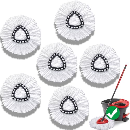 Exovyn Mop Head Replacement for OCedar Easy Wring 1Tank SystemExovyn Spin Mophead ReplacementsMicrofiber 6 Pack 360 Swivel Mop RefillsDeep CleanEasy CleaningMachine Washable and Easy to Replace